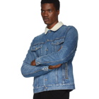 Balmain Blue Denim Shearling Jacket