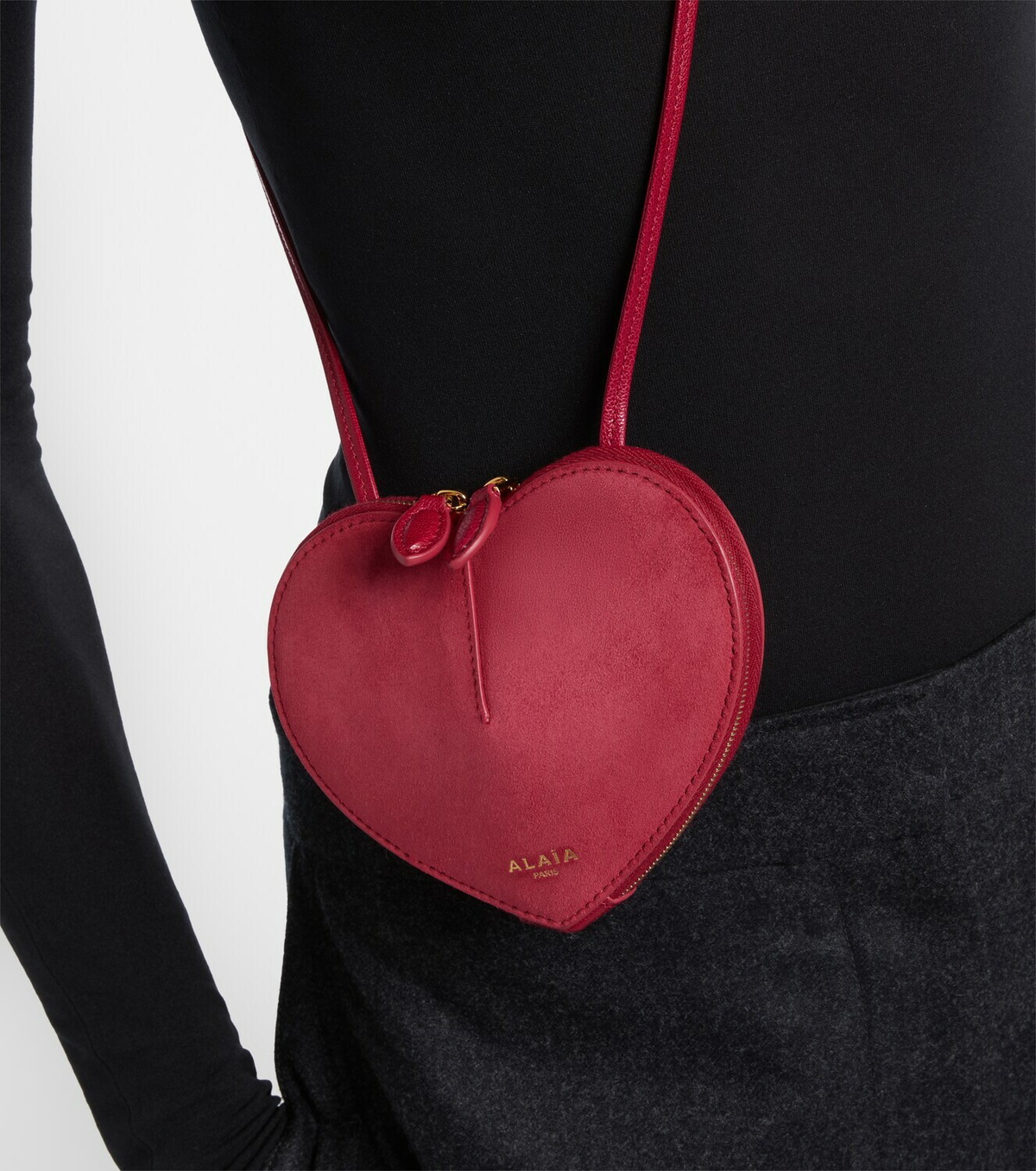 Alaïa Le Cœur suede shoulder bag