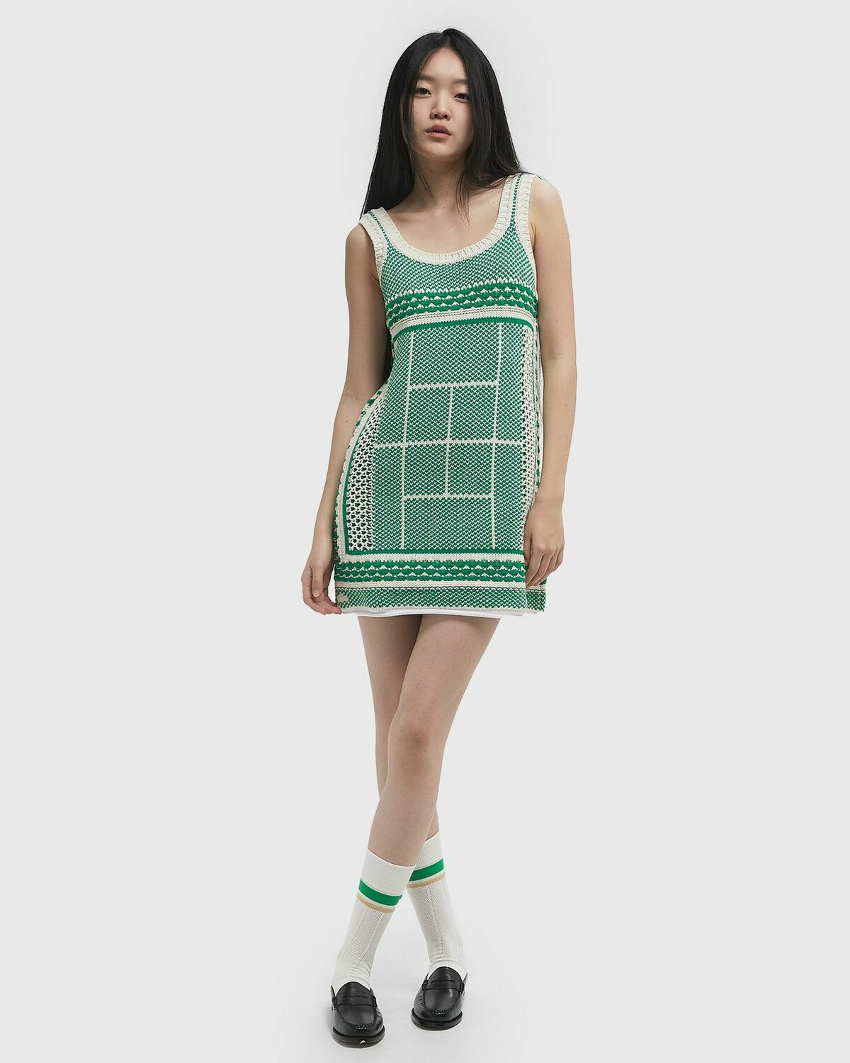 Lacoste LANA DRESS green/beige Women
