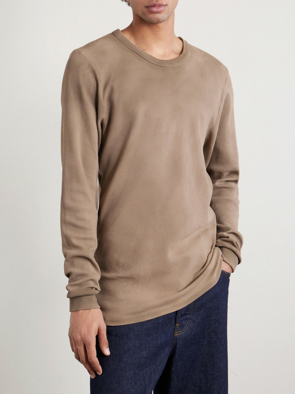 Les Tien - Slim-Fit Cotton-Blend Piqué T-Shirt - Neutrals
