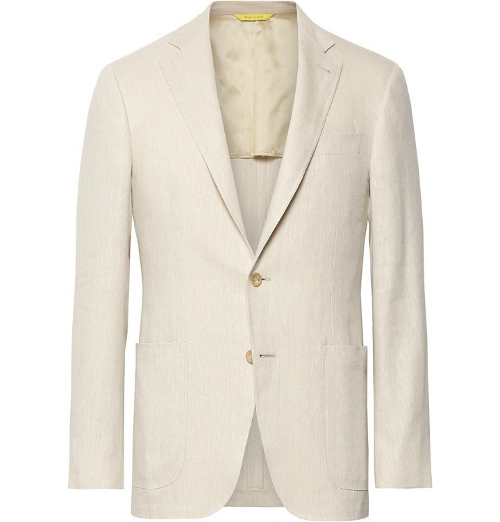 Photo: Canali - Beige Kei Slim-Fit Linen and Wool-Blend Suit Jacket - Beige