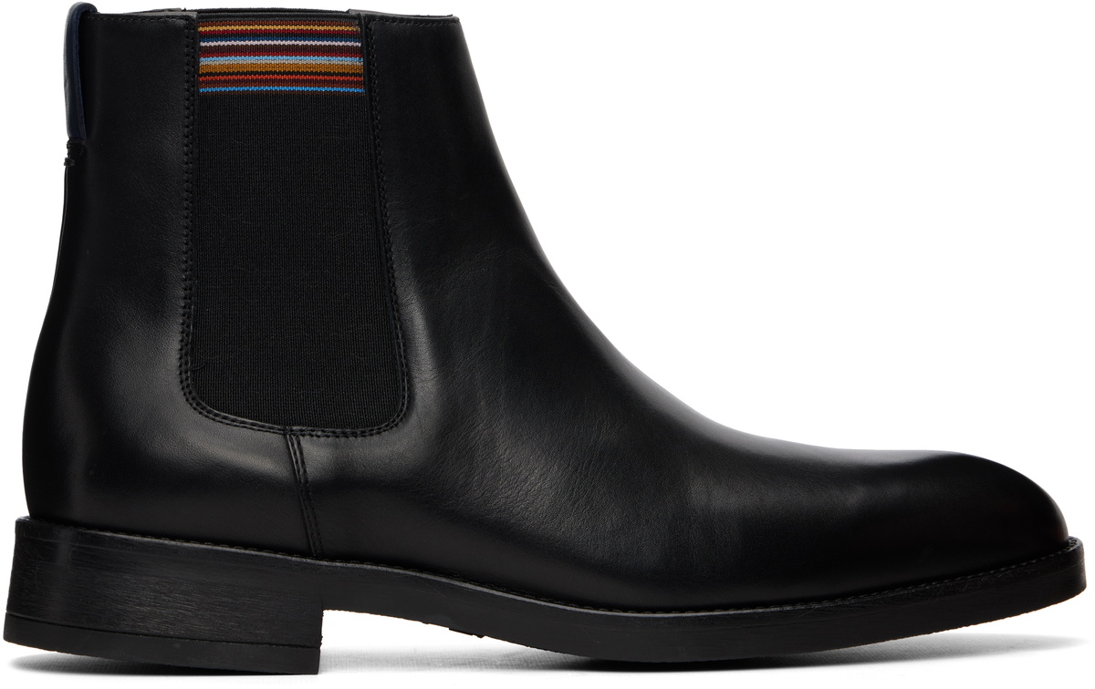 Paul Smith Black Leather Lansing Signature Stripe Chelsea Boots