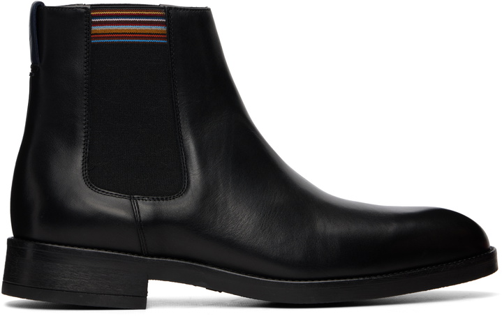 Photo: Paul Smith Black Leather Lansing Signature Stripe Chelsea Boots