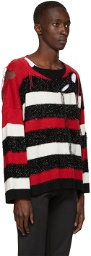 Charles Jeffrey Loverboy Red & Black Striped Slash Sweater