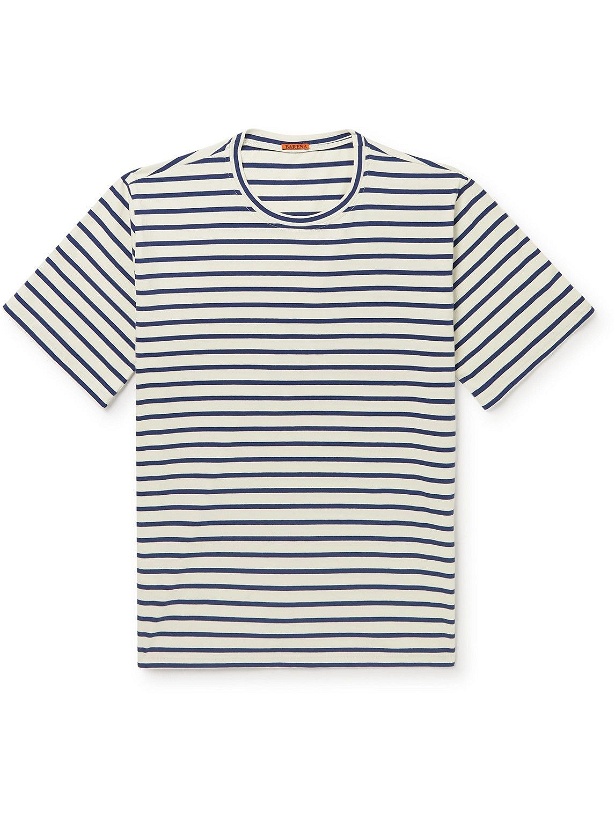 Photo: Barena - Giro Striped Stretch-Cotton Jersey T-Shirt - Blue