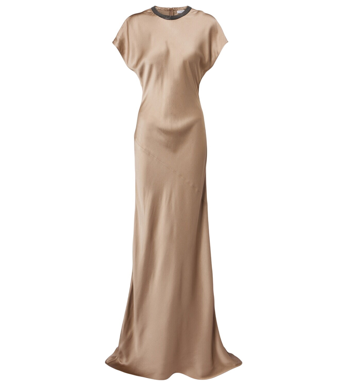 BRUNELLO CUCINELLI - Sequin Net Turtleneck Silk Long Dress BRUNELLO CUCINELLI - Sequin Net Turtleneck Silk Long Dress