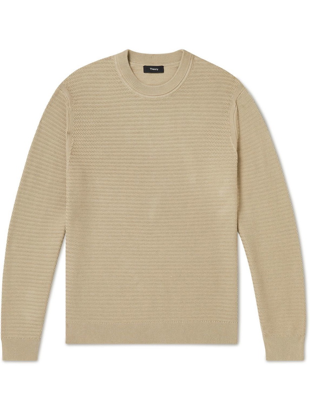 Photo: Theory - Riland Chevron Cotton-Blend Sweater - Neutrals