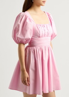 Rotate Sunday Puff-sleeve Cotton-poplin Mini Dress Light Pink