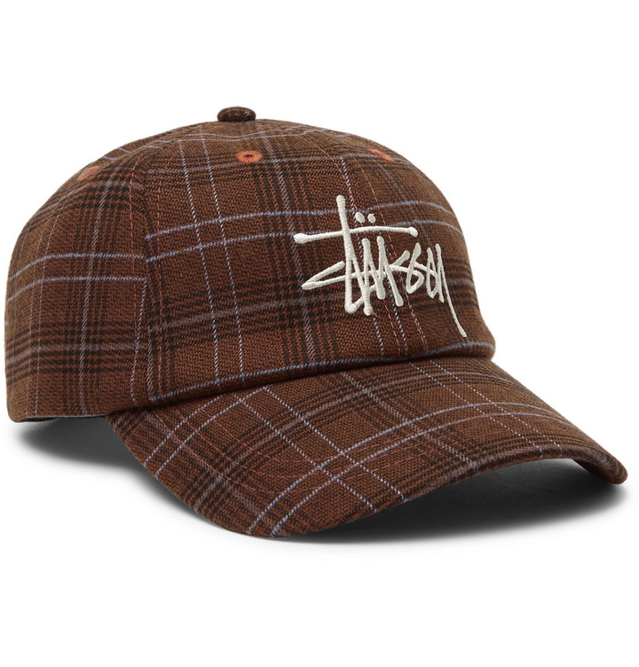 Photo: Stüssy - Logo-Embroidered Checked Flannel Baseball Cap - Brown