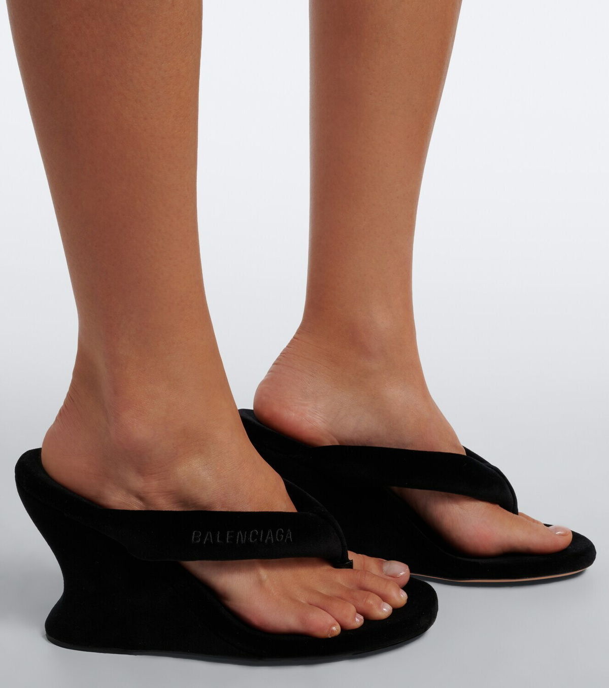 Balenciaga Gaeta velvet wedge thong sandals