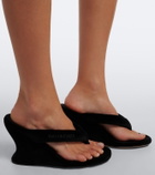 Balenciaga Gaeta velvet wedge thong sandals