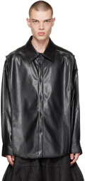 Chen Peng Black Pure Light Faux-Leather Shirt