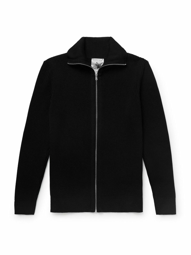 Photo: S.N.S Herning - Fender Slim-Fit Ribbed Virgin Wool Zip-Up Cardigan - Blue