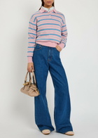 Guest In Residence Collegiate Striped Cashmere Polo Shirt Pink