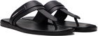TOM FORD Black Smooth Leather T-Sandals