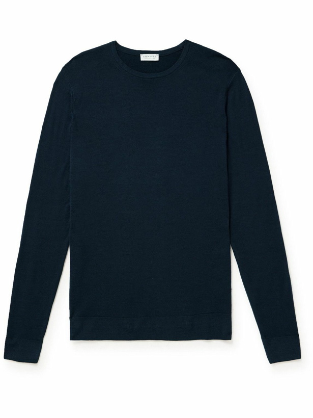 Photo: Sunspel - Ribbed Wool Sweater - Blue