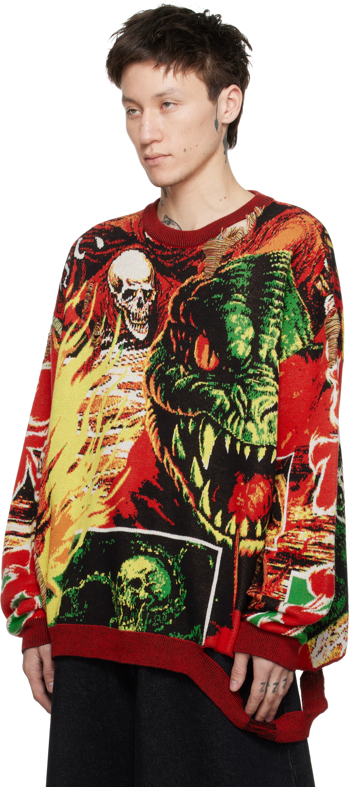 LU'U DAN Multicolor Misfit Jacquard Sweater