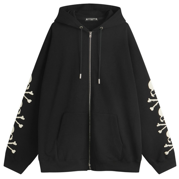 Photo: MASTERMIND WORLD Men's Patch Zip-Up Hoodie in Black
