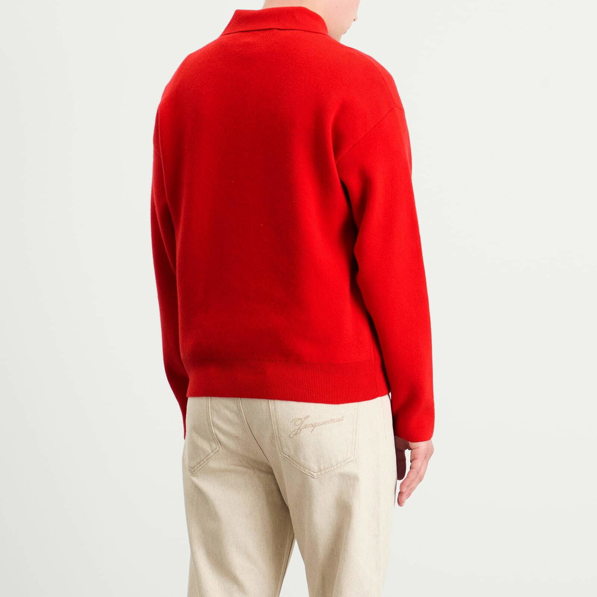 Jacquemus Men's Wool Cashmere Knitted Polo in Red