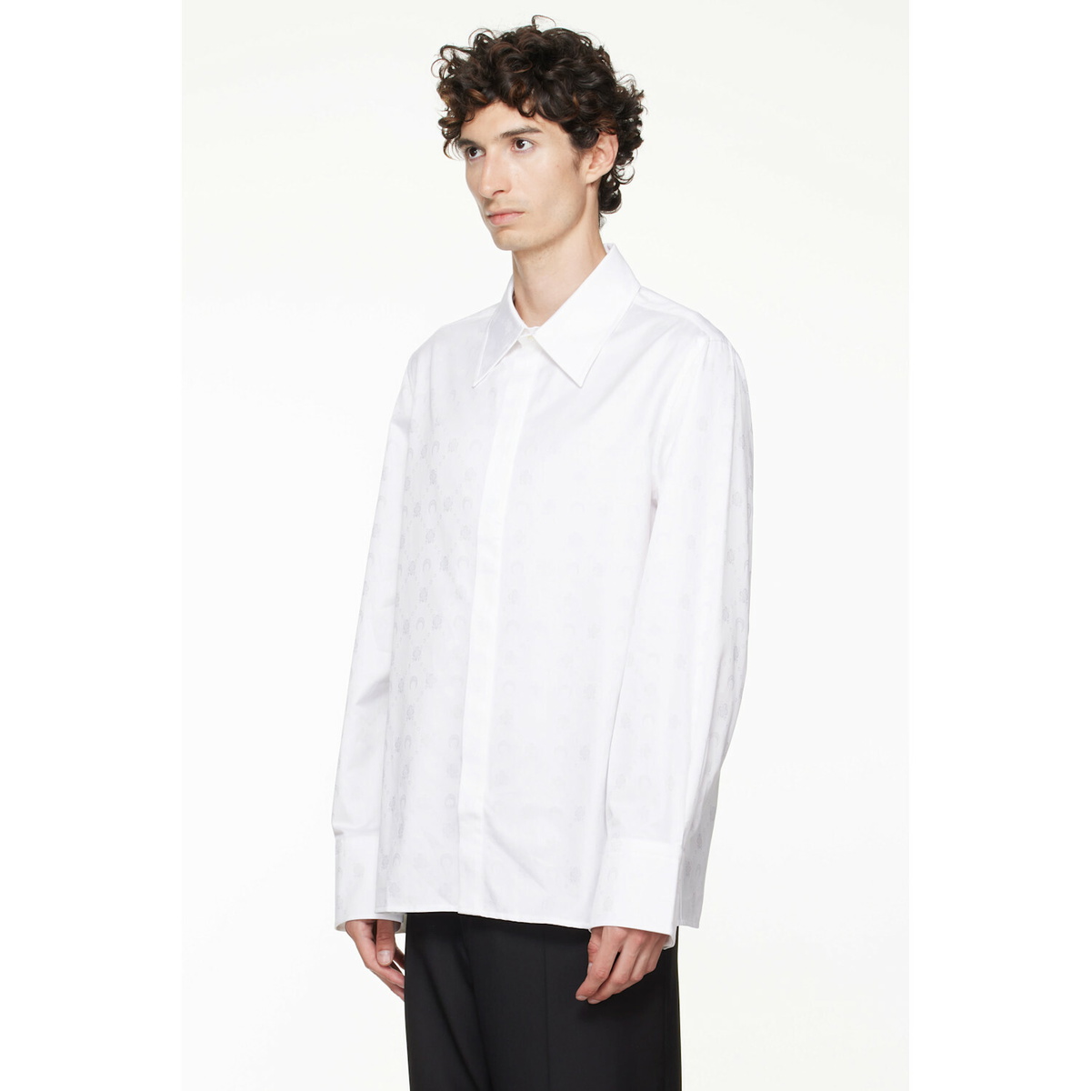 Marine Serre White Moonogram Jacquard Cotton LS Shirt
