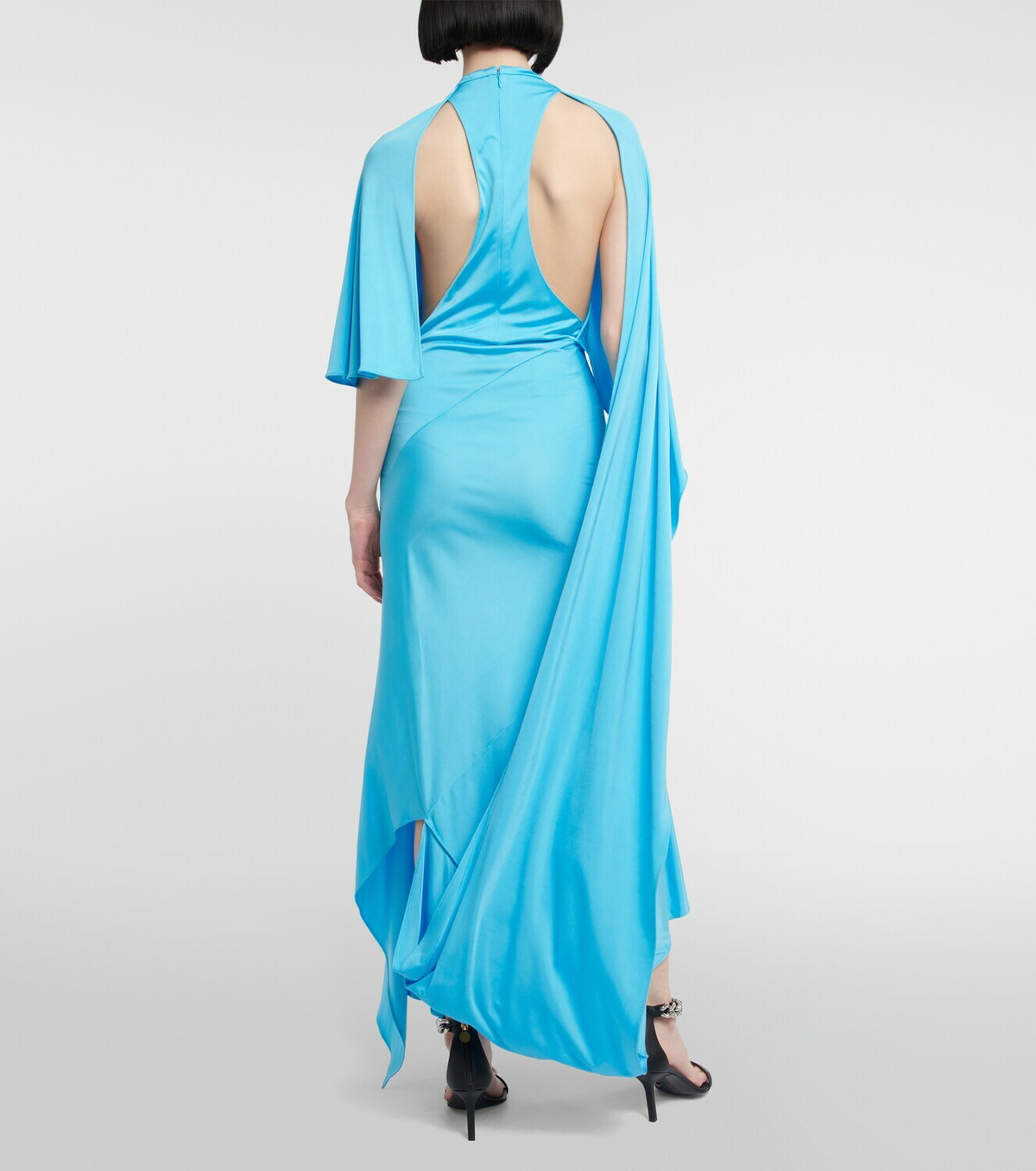 chinese dress ladies White Draped Asymmetric Maxi Dress M