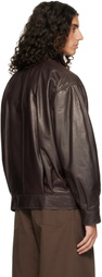 Arma Brown Paulo Leather Funnel Neck Jacket