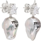 JIWINAIA Silver & White 'Miss You' Pearl Earrings
