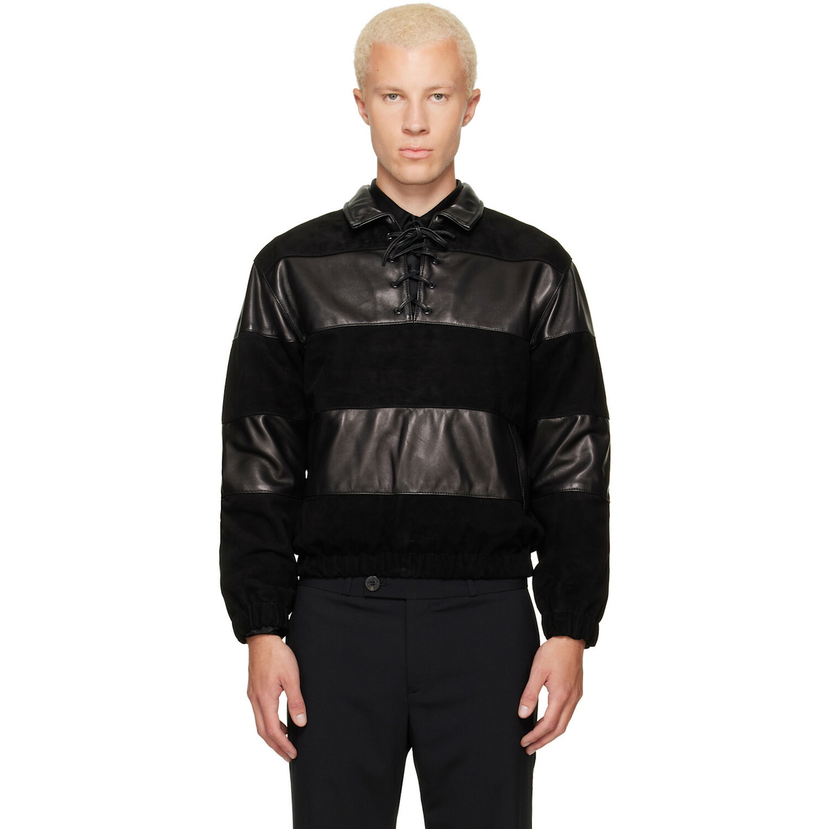 Ernest W. Baker Black Leather & Suede Sailor Jacket