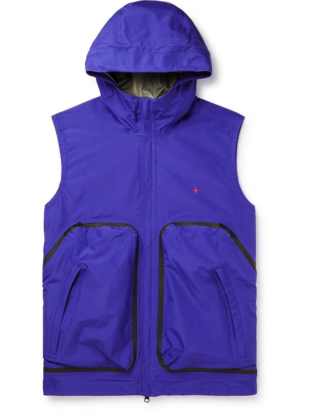 Photo: Stone Island - Logo-Embroidered Recycled Shell Hooded Gilet - Blue