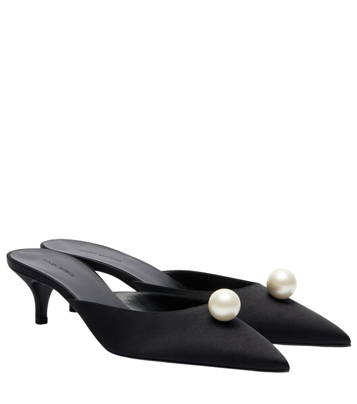 Photo: Magda Butrym Faux pearl satin mules