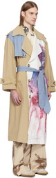 KidSuper Beige & Off-White Painted Girl Trench Coat