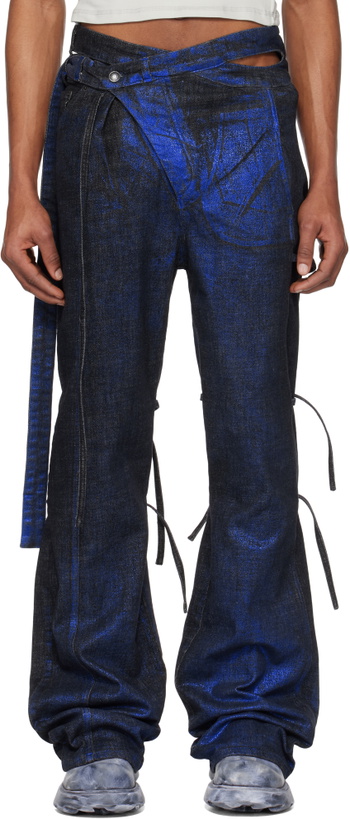 Photo: Ottolinger SSENSE Exclusive Black & Blue Signature Wrap Denim Jeans