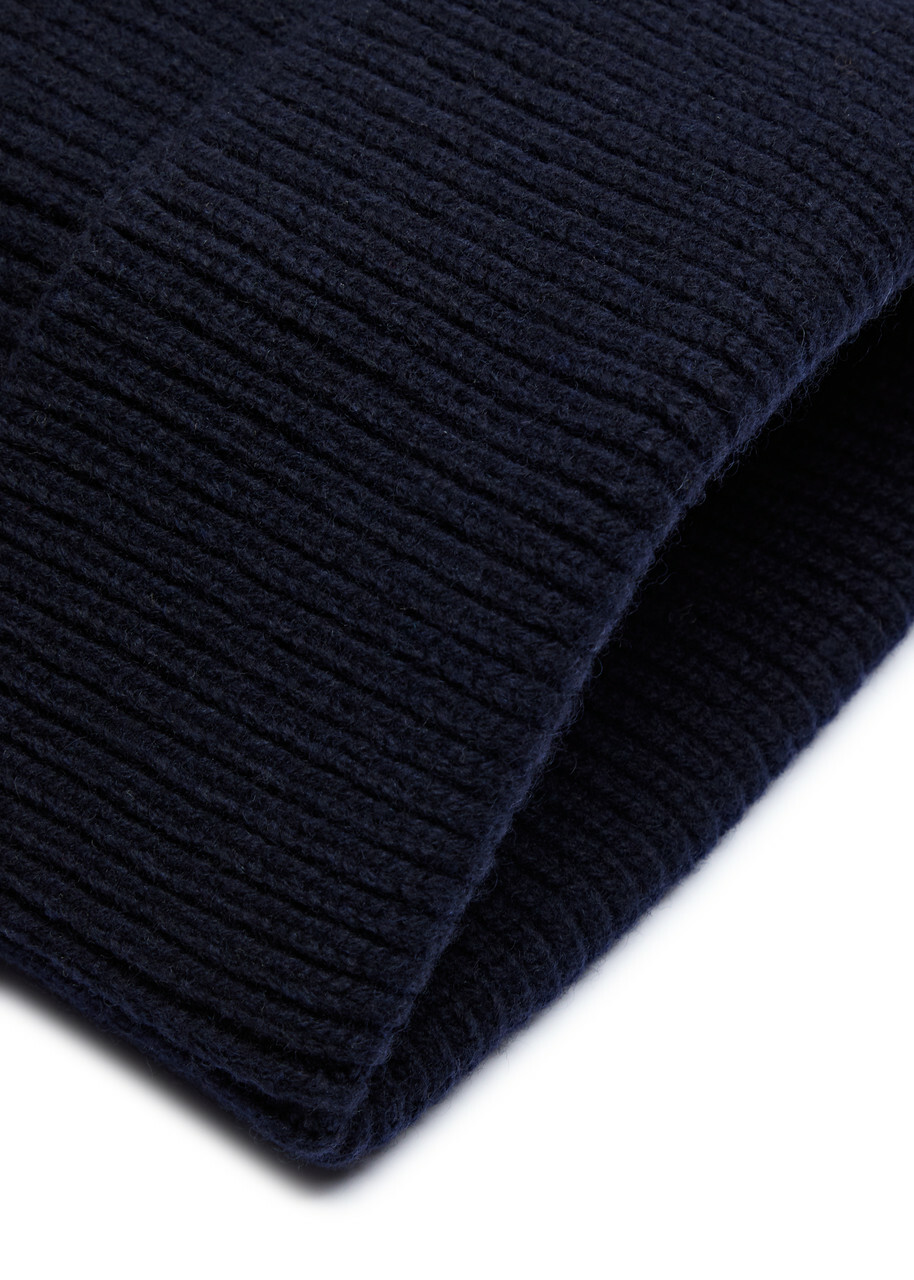 Colorful Standard Ribbed Wool Beanie - Navy - One Size