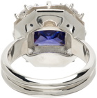 Hatton Labs Silver & Blue Baguette-Cut Ring
