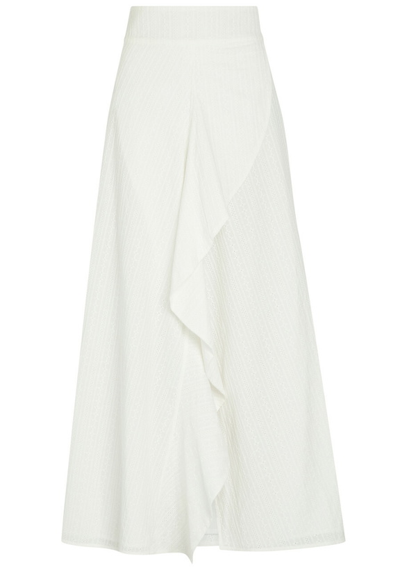 Photo: Skiim Embroidered Split Cotton Midi Skirt White