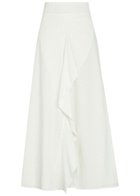 Skiim Embroidered Split Cotton Midi Skirt White