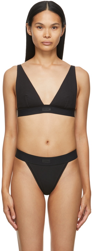 Photo: SKIMS Black Cotton Plunge Bralette