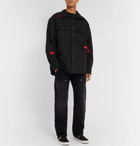 424 - Logo-Appliquéd Cotton-Jersey Overshirt - Black