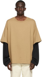 Dries Van Noten Beige & Black Layered Long Sleeve T-Shirt