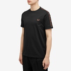 Fred Perry Men's Contrast Tape Ringer T-Shirt in Black/Whisky Brown