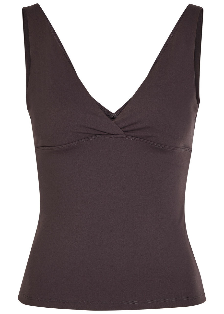 Tala Dayflex V-neck Stretch-jersey Vest Brown