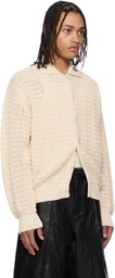 COOR Beige Semi-Overfit Cotton Crochet Cardigan