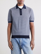 PIACENZA 1733 - Honeycomb-Knit Cotton Polo Shirt - Blue