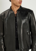Tom Ford Stand-collar Leather Biker Jacket Black And White