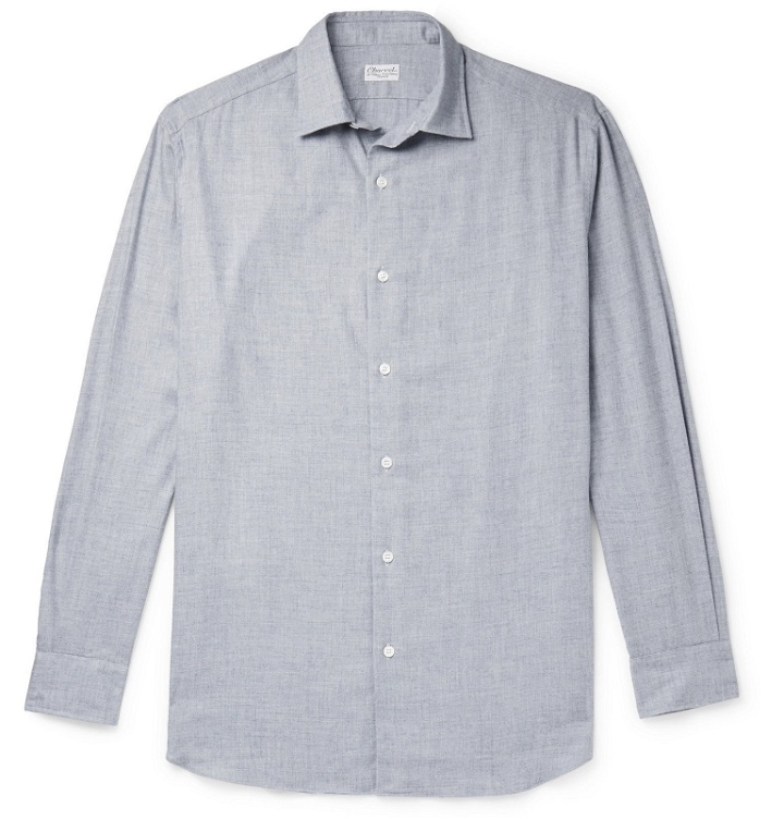 Photo: Charvet - Cotton and Wool-Blend Flannel Shirt - Gray
