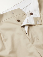 AMI PARIS - Tapered Cropped Pleated Cotton-Twill Trousers - Neutrals - FR 42