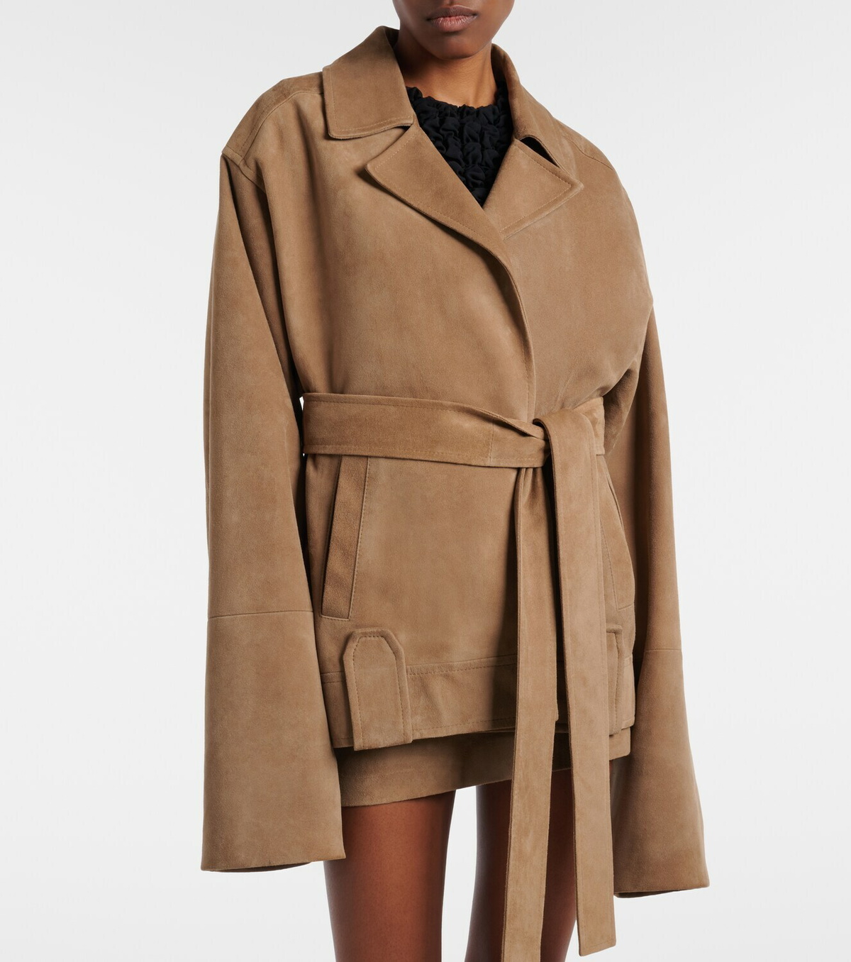 Khaite Alder belted suede jacket