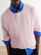 Polo Ralph Lauren - Logo-Embroidered Cable-Knit Cotton Sweater - Pink