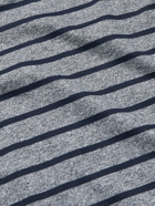 HUGO BOSS - Striped Mélange Cotton and Linen-Blend Jersey T-Shirt - Gray