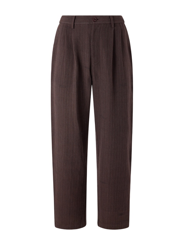Photo: Kardo - Antonio Straight-Leg Pinstriped Cotton Suit Trousers - Brown